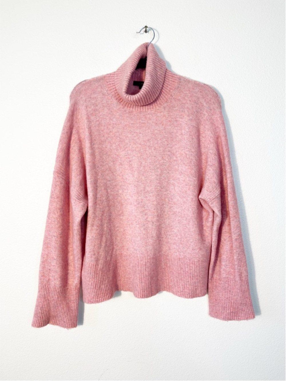 J.Crew Turtleneck Sweater in Super Soft Yarn Heather Pink Merino Wool Alpaca L